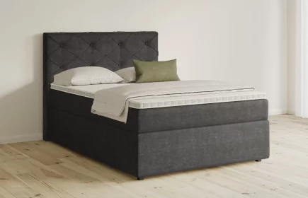 Mozart Boxspringbett Serie 5 Brahms 140x200 mit Bettkasten Feiner Stoff Anthrazit H2