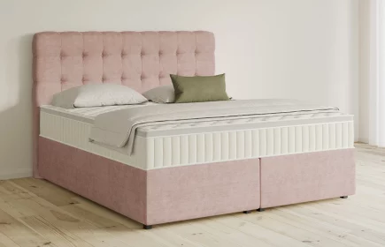 Mozart Boxspringbett Serie 5 Haydn 180x200 mit Bettkasten Feiner Stoff Rosa H3/H2 Königliche Matratze