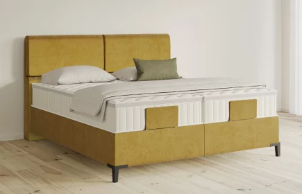 Mozart Boxspringbett Serie 5 Strauss 180x200 elektrisch Samt Goldgelb H3/H3 Königliche Matratze