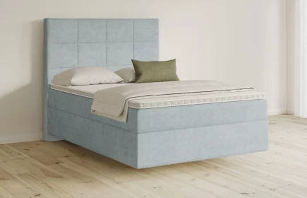 Mozart Boxspringbett Serie 5 Schubert 140x200 Feiner Stoff Pastellblau H3 schwebend