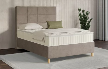 Mozart Boxspringbett Serie 7 Schubert 120x220 Samt Beigebraun H3 Königliche Matratze