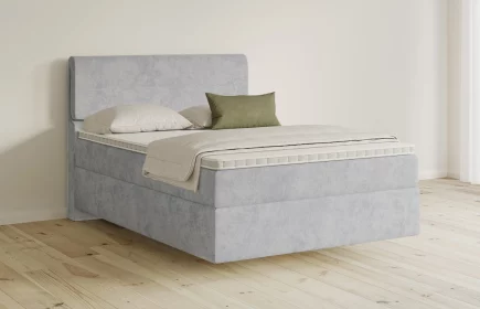 Mozart Boxspringbett Serie 5 Strauss 90x200 Samt Hellgrau H2 schwebend