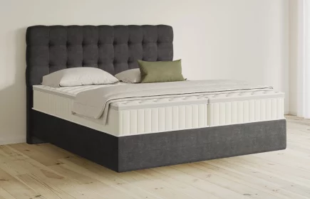Mozart Boxspringbett Serie 5 Haydn 160x200 Feiner Stoff Anthrazit H3/H3 schwebend Königliche Matratze