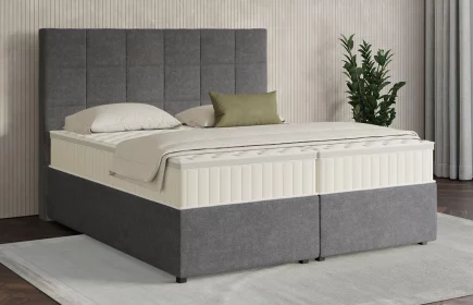 Mozart Boxspringbett Serie 7 Schubert 180x200 mit Bettkasten Grober Stoff Anthrazit H4/H3 Königliche Matratze