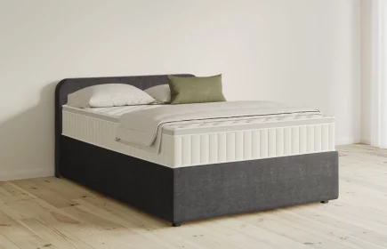 Mozart Boxspringbett Serie 5 Salieri 140x200 mit Bettkasten Feiner Stoff Anthrazit H3 Königliche Matratze