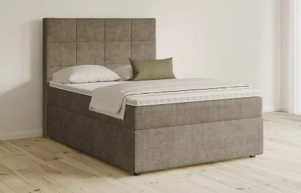 Mozart Boxspringbett Serie 5 Schubert 90x200 mit Bettkasten Feiner Stoff Taupe H3