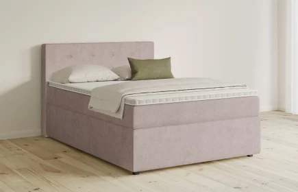 Mozart Boxspringbett Serie 5 Clementi 140x200 mit Bettkasten Samt Hellrosa H3