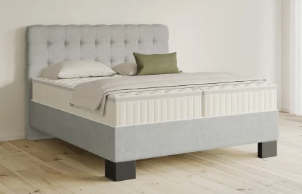 Mozart Boxspringbett Serie 5 Haydn 180x220 Feiner Stoff Silbergrau H3/H3 Königliche Matratze