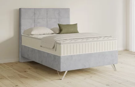 Mozart Boxspringbett Serie 5 Schubert 140x200 Samt Hellgrau H2 Königliche Matratze
