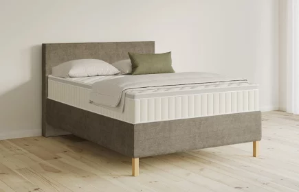 Mozart Boxspringbett Serie 5 Bach 140x200 Feiner Stoff Taupe H3 Königliche Matratze