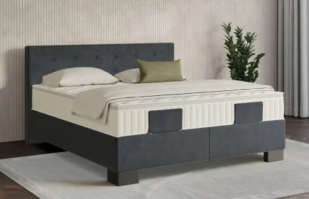 Mozart Boxspringbett Serie 7 Clementi 180x200 elektrisch Samt Anthrazit H2/H3 Königliche Matratze