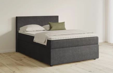 Mozart Boxspringbett Serie 5 Bach 90x200 mit Bettkasten Feiner Stoff Anthrazit H3