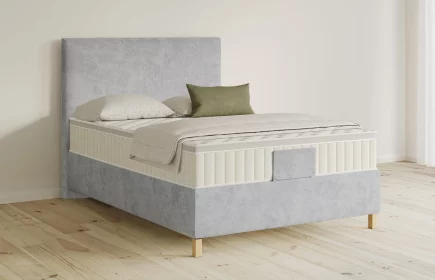 Mozart Boxspringbett Serie 5 Wagner 90x200 elektrisch Samt Hellgrau H3 Königliche Matratze