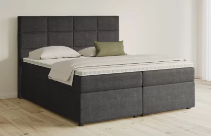 Mozart Boxspringbett Serie 5 Soler 180x200 mit Bettkasten Feiner Stoff Anthrazit H2/H3