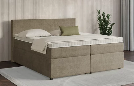 Mozart Boxspringbett Serie 7 Bach 180x200 mit Bettkasten Feiner Stoff Taupe H2/H3