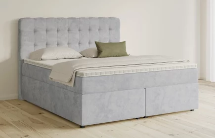 Mozart Boxspringbett Serie 5 Haydn 180x200 mit Bettkasten Samt Hellgrau H2/H3
