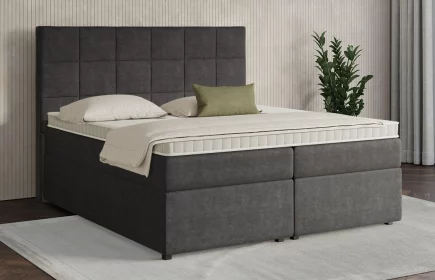 Mozart Boxspringbett Serie 7 Schubert 200x200 mit Bettkasten Feiner Stoff Anthrazit H3