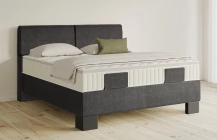 Mozart Boxspringbett Serie 5 Strauss 180x200 elektrisch Feiner Stoff Anthrazit H3/H3 Königliche Matratze