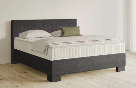 Mozart Boxspringbett Serie 5 Clementi 180x200 Feiner Stoff Anthrazit H4/H2 Königliche Matratze