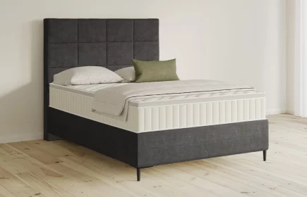 Mozart Boxspringbett Serie 5 Schubert 140x200 Feiner Stoff Anthrazit H4 Königliche Matratze