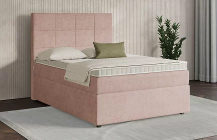 Mozart Boxspringbett Serie 7 Schubert 120x220 mit Bettkasten Feiner Stoff Rosa H2