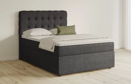 Mozart Boxspringbett Serie 5 Haydn 140x200 mit Bettkasten Feiner Stoff Anthrazit H3