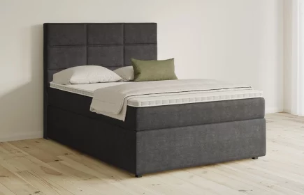 Mozart Boxspringbett Serie 5 Soler 140x190 mit Bettkasten Feiner Stoff Anthrazit H3