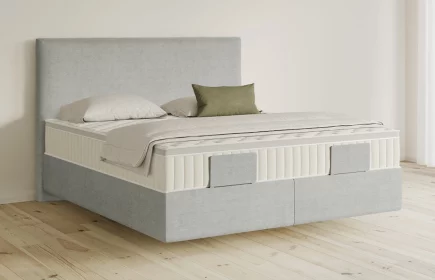 Mozart Boxspringbett Serie 5 Wagner 180x200 elektrisch Feiner Stoff Silbergrau H3/H3 schwebend Königliche Matratze