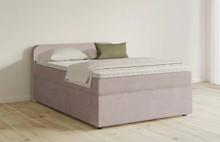 Mozart Boxspringbett Serie 5 Salieri 140x200 mit Bettkasten Samt Hellrosa H3