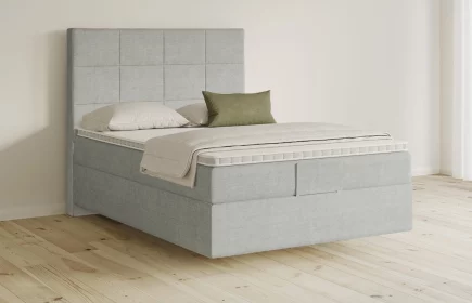 Mozart Boxspringbett Serie 5 Schubert 140x200 elektrisch Feiner Stoff Silbergrau H3 schwebend