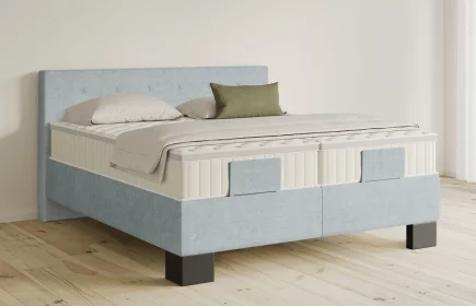 Mozart Boxspringbett Serie 5 Clementi 180x200 elektrisch Feiner Stoff Pastellblau H3/H3 Königliche Matratze