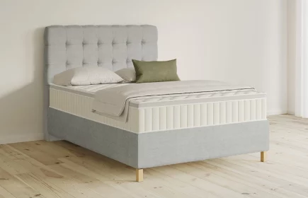 Mozart Boxspringbett Serie 5 Haydn 140x200 Feiner Stoff Silbergrau H3 Königliche Matratze