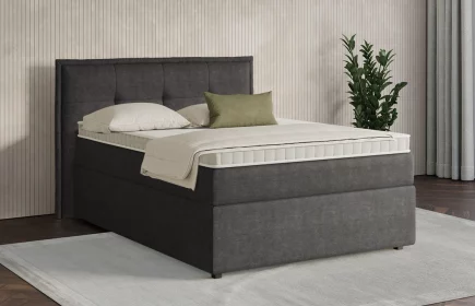 Mozart Boxspringbett Serie 7 Beethoven 140x200 mit Bettkasten Feiner Stoff Anthrazit H3