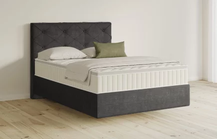 Mozart Boxspringbett Serie 5 Brahms 90x200 Feiner Stoff Anthrazit H3 schwebend Königliche Matratze