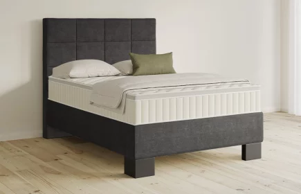 Mozart Boxspringbett Serie 5 Schubert 90x200 Feiner Stoff Anthrazit H2 Königliche Matratze