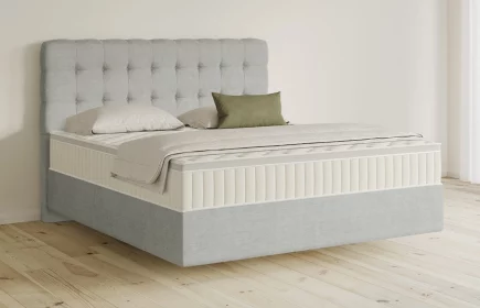 Mozart Boxspringbett Serie 5 Haydn 180x200 Feiner Stoff Silbergrau H3/H3 schwebend Königliche Matratze