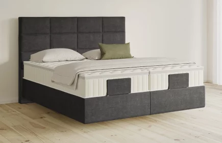 Mozart Boxspringbett Serie 5 Soler 180x200 elektrisch Feiner Stoff Anthrazit H2/H3 schwebend Königliche Matratze