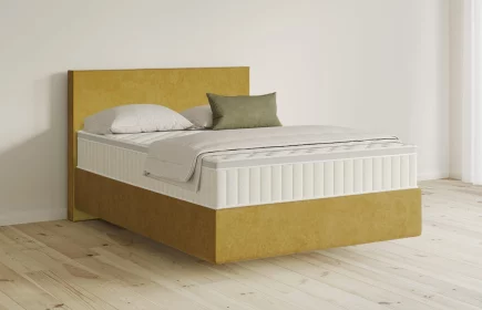 Mozart Boxspringbett Serie 5 Bach 140x200 Samt Goldgelb H2 schwebend Königliche Matratze