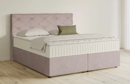 Mozart Boxspringbett Serie 5 Brahms 180x200 mit Bettkasten Samt Hellrosa H3/H3 Königliche Matratze