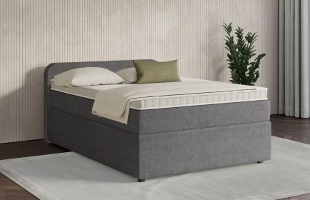 Mozart Boxspringbett Serie 7 Salieri 140x200 mit Bettkasten Grober Stoff Anthrazit H3