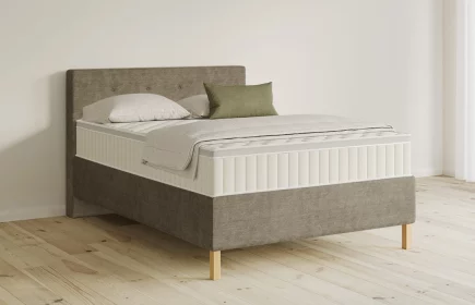 Mozart Boxspringbett Serie 5 Clementi 140x220 Feiner Stoff Taupe H4 Königliche Matratze