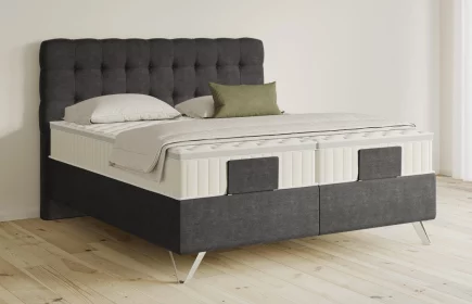 Mozart Boxspringbett Serie 5 Haydn 180x200 elektrisch Feiner Stoff Anthrazit H3/H2 Königliche Matratze