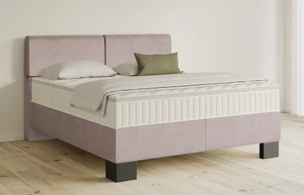 Mozart Boxspringbett Serie 5 Strauss 160x200 Samt Hellrosa H3/H2 Königliche Matratze