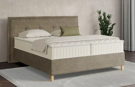 Mozart Boxspringbett Serie 7 Beethoven 160x200 Feiner Stoff Taupe H4/H3 Königliche Matratze