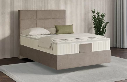 Mozart Boxspringbett Serie 7 Soler 120x200 elektrisch Samt Beigebraun H2 schwebend Königliche Matratze