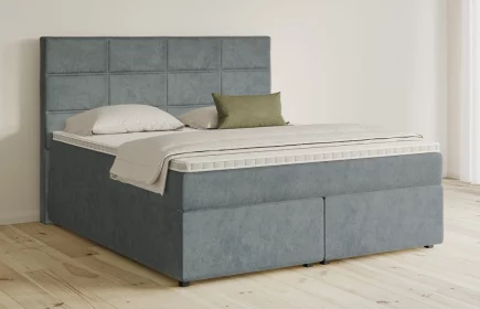 Mozart Boxspringbett Serie 5 Soler 160x200 mit Bettkasten Samt Pastellblau H2/H4
