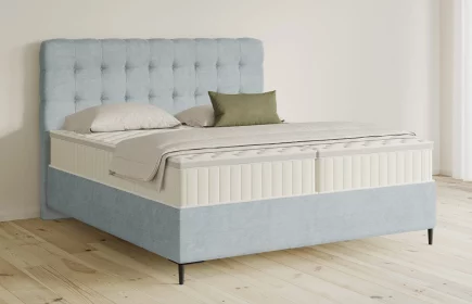 Mozart Boxspringbett Serie 5 Haydn 160x200 Feiner Stoff Pastellblau H3/H4 Königliche Matratze