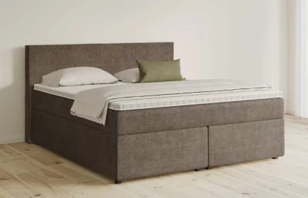 Mozart Boxspringbett Serie 5 Bach 180x200 mit Bettkasten Feiner Stoff Braun H2/H2