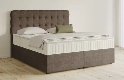Mozart Boxspringbett Serie 5 Haydn 180x200 mit Bettkasten Feiner Stoff Braun H3/H3 Königliche Matratze