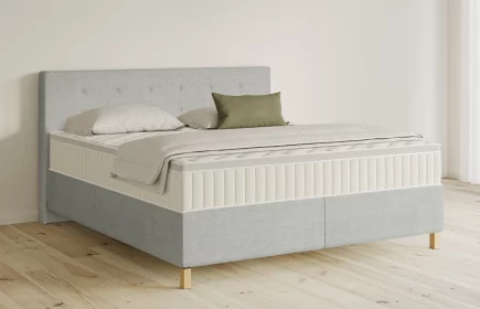 Mozart Boxspringbett Serie 5 Clementi 180x200 Feiner Stoff Silbergrau H4/H3 Königliche Matratze